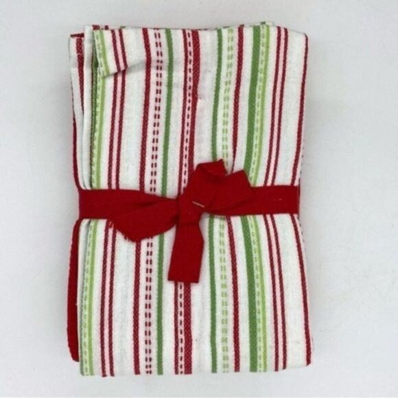 Winter Wonderland Set of Five Candy Cane Kitchen Towels Embroidered New - Picture 6 of 9